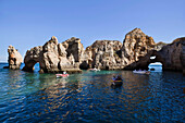 View of rocks of the Algarve, Ponte de Piedade, Atlantic Coast, Portugal, Europe