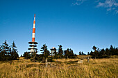 Transmission tower, Brocken Hotel, Brocken, Harz, Saxony-Anhalt, Germany