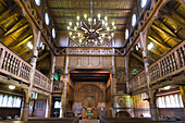 Interior design of stave church Gustav Adolf, Hahnenklee, Lower Saxony, Harz, Lower Saxony, Germany