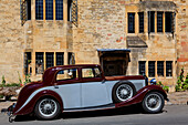 Classic car at High Street, Chipping Camden, Gloucestershire, Cotswolds, England, Great Britain, Europe