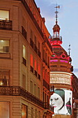 Printemps Department store in the evening, Boulevard Haussmann, Paris, France, Europe