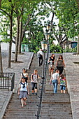 People on the stairs leading to Montmartre, Paris, France, Europe