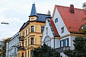 Historic residential houses in Giselastrasse, Schwabing, Munich, Upper Bavaria, Bavaria, Germany, Europe