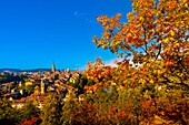 The medieval city center of Bern with the Munster Cathedral of Bern in background, Canton Bern, Switzerland