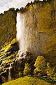 Staubbach Waterfalls in the Lauterbrunnen Valley, Canton Bern, Switzerland