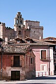 Castle as seen from Main Square, Turegano, Segovia province, Castilla-Leon, Spain