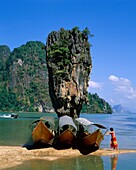 Asia, boats, exotic, island, James Bond Island, Phu. Asia, Boats, Exotic, Holiday, Island, James bond island, Landmark, Phuket, Rocks, Southeast, Thailand, Tourism, Travel, Vacation