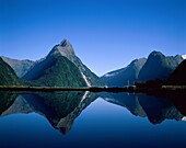 fiordland, island, lake, milford, mitre, mountains, . Fiordland, Holiday, Island, Lake, Landmark, Milford, Mitre, Mountains, National, New zealand, Park, Peak, Reflection, Serene, So