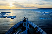 Lyubov Orlova ship in the summer icepack, off Devon Island  Nunavut, Canada