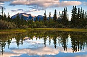 Lake and mountain range in the Jasper National Park, Alberta, Canada