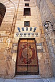Wooden door at Mausoleum, Madrasa-Khanqah of Sultan al-Zahir Barquq, Funerary Complex at Al-Mu´izz Street, Cairo, Egypt