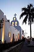 The church bell tower in Playa del Carmen Yucatan Mexico