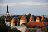 Estonia, Tallin City, City Walls and San Olav«s Church, (W.H.)