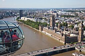 England, London, Palace of Westminster and River Thames, View from the London Eye