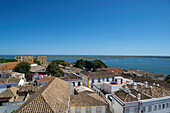 View from the Se cathdral at the old town and laguna Ria Formosa, Cidade Velha, Faro, Algarve, Portugal, Europe