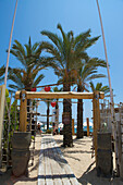 Beach club at the Praia da Rocha, Portimao, Algarve, Portugal, Europe