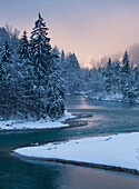 Enns river at Ennstal valley in winter, National Park Gesaeuse, Ennstal Alps, Styria, Austria, Europe
