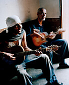 Musiker in der Casa Ramiro, Cha das Caldeiras, Insel Fogo, Ilhas do Sotavento, Republic Kap Verde, Afrika