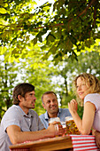 People at a beer garden, Munich, Bavaria, Germany, Europe