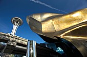 SPACE NEEDLE EXPERIENCE MUSIC PROJECT BUILDING SEATTLE CENTER SEATTLE WASHINGTON STATE USA