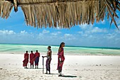 Masai people  Paje beach  Zanzibar Island  Tanzania.