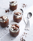 Close up of French chocolate pots. FrenchChocolatePots