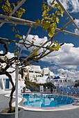 Hotel swimming pool, Oia, Santorini, Greece