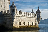 Torre de Belem  Rennaissance style archways  Built in the 16th century in order to defend the Tagus river mouth  Belem, Lisbon, Portugal