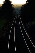 Reflected light of train track, Bavaria, Germany