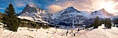 Alpine slopes looking towards the Wetterhorn left  Swiss Alps, Switzerland
