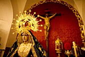 A wooden statue of the Virgin of Pain and the Christ of Good Death is publicly displayed before the Holy Week in the church of the town of Prado del Rey in southern Spain´s Cadiz Sierra region in Andalucia, March 15, 2008  Easter processions in Andalucia
