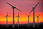 Sunset over wind turbines at the San Gorgonio Pass Wind Farm outside Palm Springs, CA