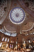 Ornate Interior of The Blue Mosque, Sultan Ahmet Camii, Istanbul, Turkey