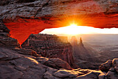 Sunrise at Mesa Arch, Island in the Sky, Canyonlands National Park, Moab, Utah, Southwest, USA, America