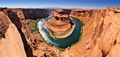 Panorama von Horseshoe Bend mit Blick auf Colorado River, Horseshoe Bend, Page, Arizona, Südwesten, USA, Amerika