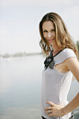 Smiling young woman, Old Danube, Vienna, Austria