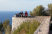 Young people with guitar, Son Marroig, former country residence of archduke Ludwig Salvator from Austria, Son Marroig near Deia, Tramantura, Mallorca, Spain