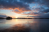 Lake Grosser Ploener See at dawn, Ploen, nature park Holsteinische Schweiz, Baltic Sea, Schleswig-Holstein, Germany, Europe