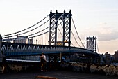 New York - United States, Manhattan bridge, artist lofts in Dumbo area, under the Brooklyn and Manhattan bridges