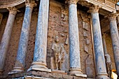 Spain-Spring 2011, Extremadura Region, Merida City (W.H.), ruins of the roman theater, detail