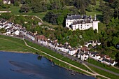 France, Loir et Cher, Chaumont sur Loir village, castle, UNESCO, aerial view