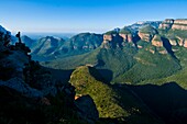 Africa, South Africa, Mpumalanga province (Eastern Transvaal), Panoramic Route, Blyde River Canyon, Bourke's Luck Potholes, the Three Rondawels looking like african huts