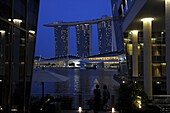 Asia, Southeast Asia,Singapore, Marina Bay Sands Hotel, Fullerton Bay, night