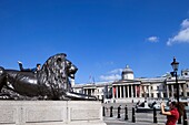 England,London,Trafalgar Square,Tourists in Trafalgar Square