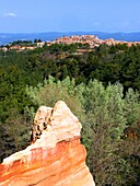 France, Vaucluse (84), the village of Roussillon, labeled The Most Beautiful Villages of France, ocher quarry, fairy chimney