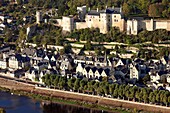 France, Indre-et-Loire (37), Chinon historic town on the banks of the Vienne, the royal fortress (XIV century), is composed of three castles and Logis Royal