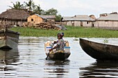 Boat - Ganvie lake village on Nokoue Lake. Ganvie. Benin.