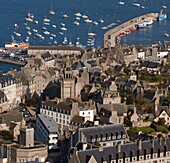 France, Finistère (29), Roscoff, a port city, scenic and tourism (aerial photo)