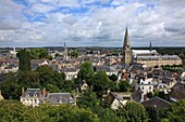 France, Loir-et-Cher (41), Vendome, the city from the garden of the castle, the spire Trinidad and St. Martin, City of Art and History