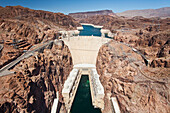 Hoover Dam and Lake Mead. Black Canyon. Colorado River. View from above of the reservoir and hydroelectric dam., Hoover Dam and Lake Mead, USA